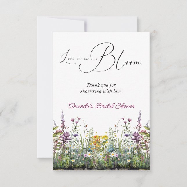 Kärlek blommar Vild blomster Bröllopsdusch Tack Kort (Framsida)
