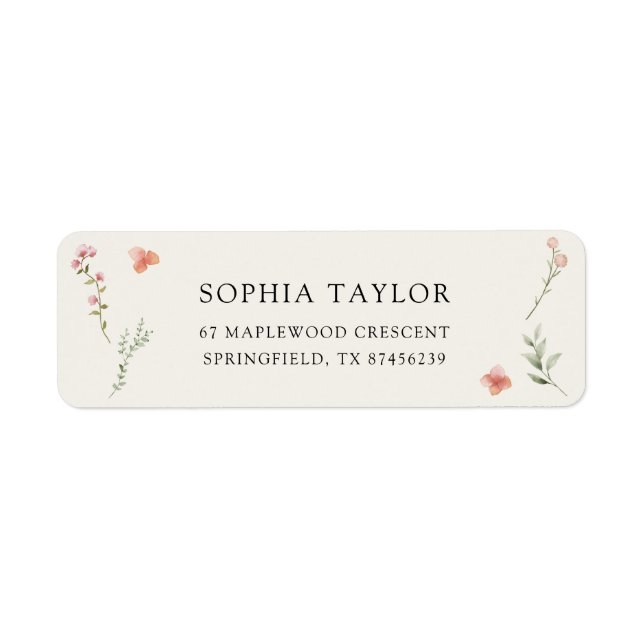 Kärlek blommar vildblomma Budget Bröllopsfest Returadress Etikett (Framsidan)