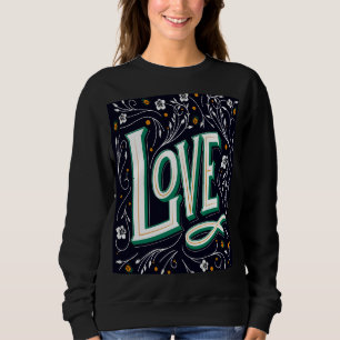 Kärlek Blommig Skrift T Shirt