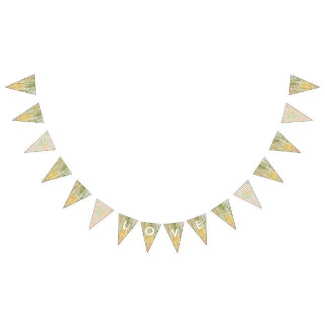 KÄRLEK Blommigt Rustic Wood Bröllop Flagga Banner (Alla)