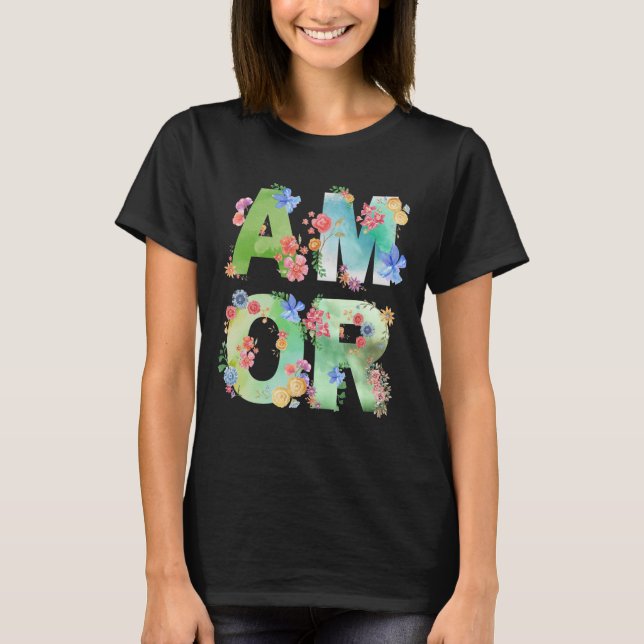 Kärlek, Blommigt Vår Cute Kärlek Romantic Watercol T Shirt (Framsida)