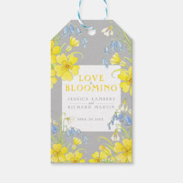 Kärlek blomstrar gult grått vår bröllop presentetikett