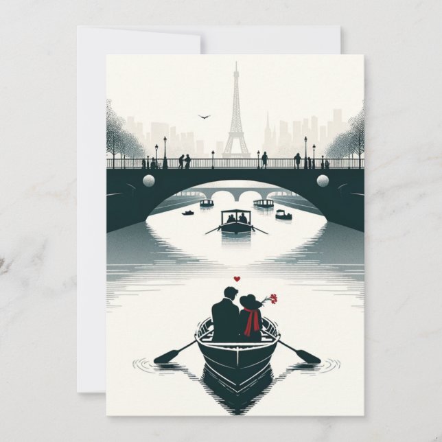 Kärlek blomstrar i Paris Julkort (Framsida)