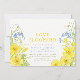 Kärlek blomstrar i vår-blommans vattenfärg bröllop inbjudningar