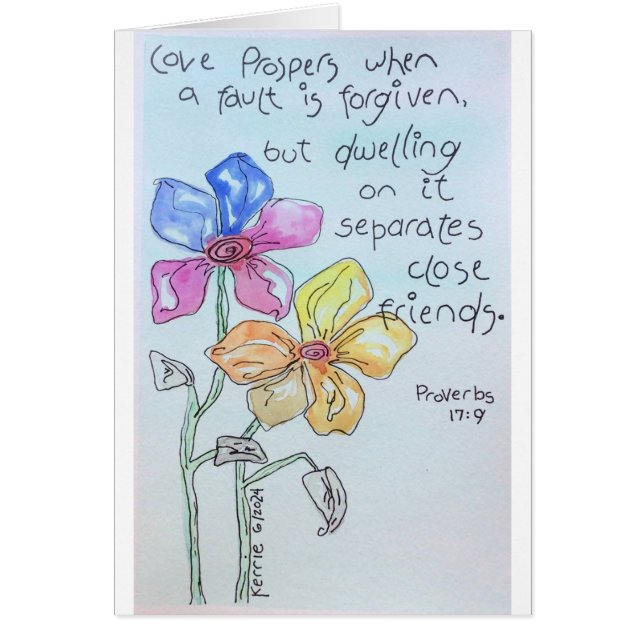 Kärlek blomstrar när... hälsningskort (Framsidan)