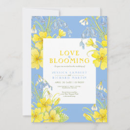 Kärlek blomstrar vår blomblått bröllop inbjudningar