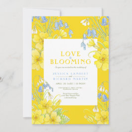 Kärlek blomstrar vår-blomman gult bröllop inbjudningar