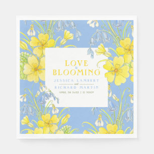Kärlek blomstrar vår blommor blå bröllop pappersservett