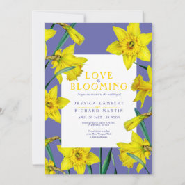 Kärlek blomstrar vår gult-daffodils bröllop inbjudningar