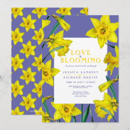 Kärlek blomstrar vår gult-daffodils bröllop inbjudningar