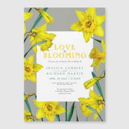 Kärlek blomstrar vår gult-daffodils bröllop magnetisk inbjudningskort