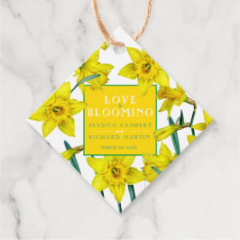 Kärlek blomstrar vattenfärgen gult vår bröllop gåvor etiketter