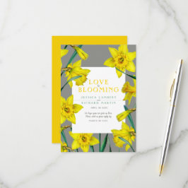 Kärlek blomstrar vattenfärgen gult vår bröllop OSA kort