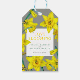 Kärlek blomstrar vattenfärgen gult vår bröllop presentetikett