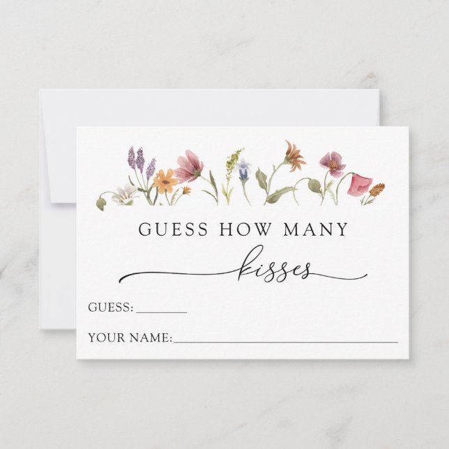 Kärlek Bloom Wildblommor vet hur många Kisses-kort Inbjudningar (Framsida)