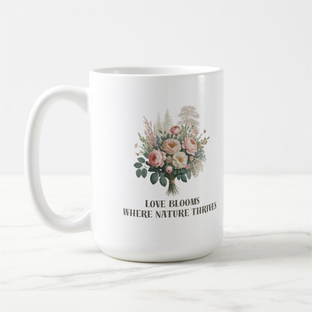 Kärlek Blooms med natur Kaffemugg (Vänster)