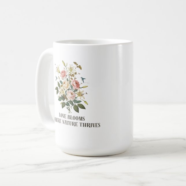 Kärlek Blooms med natur Kaffemugg (Framsida vänster)