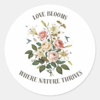 Kärlek Blooms med natur Runt Klistermärke