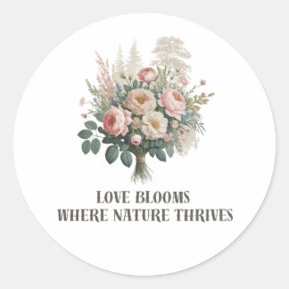 Kärlek Blooms med natur Runt Klistermärke