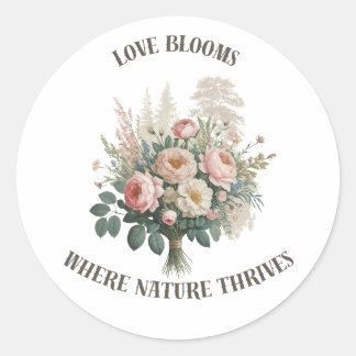 Kärlek Blooms med natur Runt Klistermärke