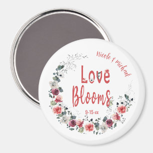 Kärlek Blooms Personlig Bride Groom Bröllop Datum Magnet