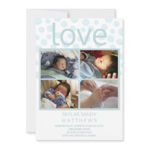 Kärlek Blue Polka Dot 4 Photo Baby Adoption