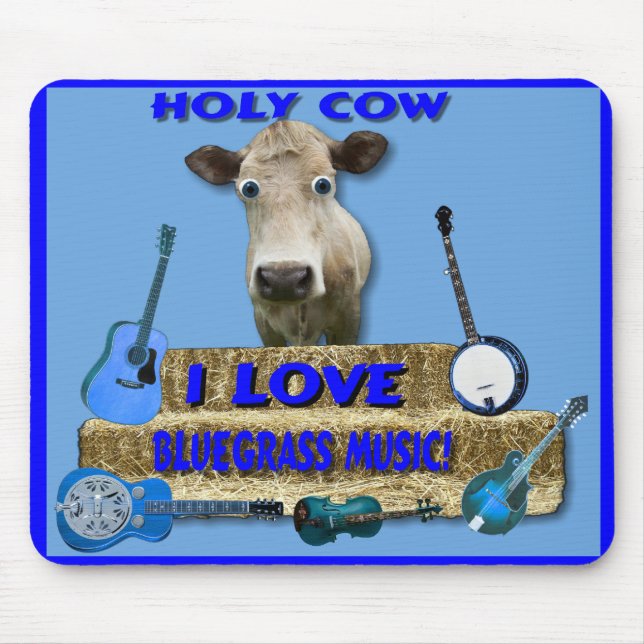 KÄRLEK BLUEGRASS-MOUSEPAD FÖR HELIGA COW-I MUSMATTA (Framsidan)