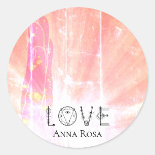 *~* Kärlek Blushing Rosa Energy Healing Hand Rays Runt Klistermärke