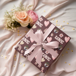 Kärlek Boho Rainbow Photo Wrapping Papper Presentpapper