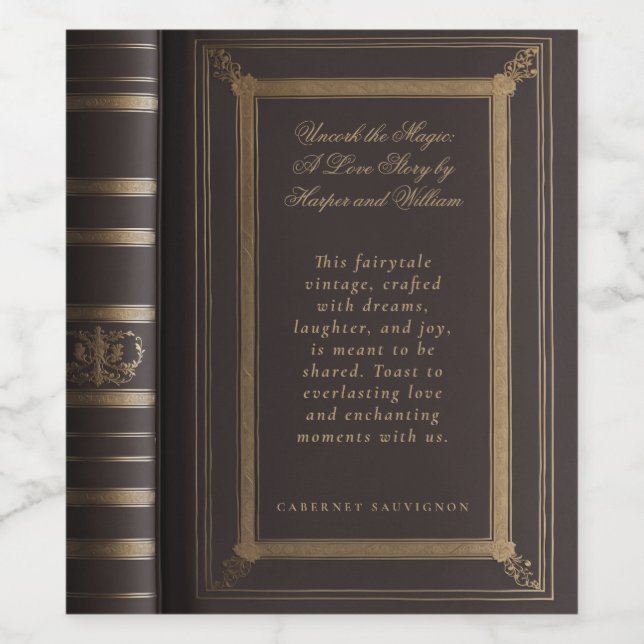 Kärlek, bok täckmantel vinflaska etikett (Singel etikett)