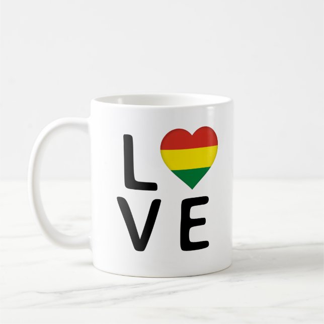 Kärlek - Bolivia Flagga Kaffemugg (Vänster)