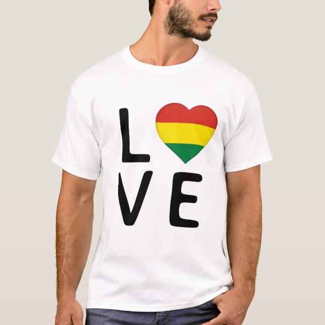 Kärlek - Bolivia Flagga T Shirt (Framsida)