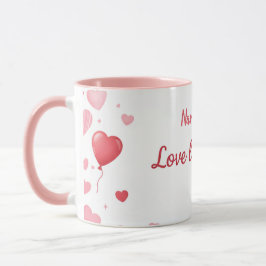 Kärlek bor här - Rosa och röda hjärtan Mugg
