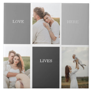 Kärlek bor här Tre foto-familjegåvor Kakelplatta