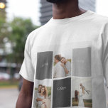 Kärlek bor här | Tre foto-familjegåvor T Shirt<br><div class="desc">Att presentera en hjärtefråga och en personlig gåva som firar familjens innersta väsen, med ett vackert grått ram, försedd med ett träffande citat "Kärlek Lives here" och tre omhuldade foton. Varje gång mottagaren får en glimt av denna anmärkningsvärda gåva kommer deras hjärta att fyllas med fräcka minnen och en djup...</div>