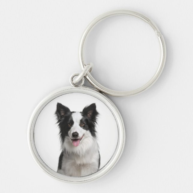 Kärlek Border Collie Valp Hund Nyckelring (Framsidan)