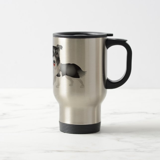 Kärlek Border Collie Valp Hund Resa Kaffe Mugg (Höger)