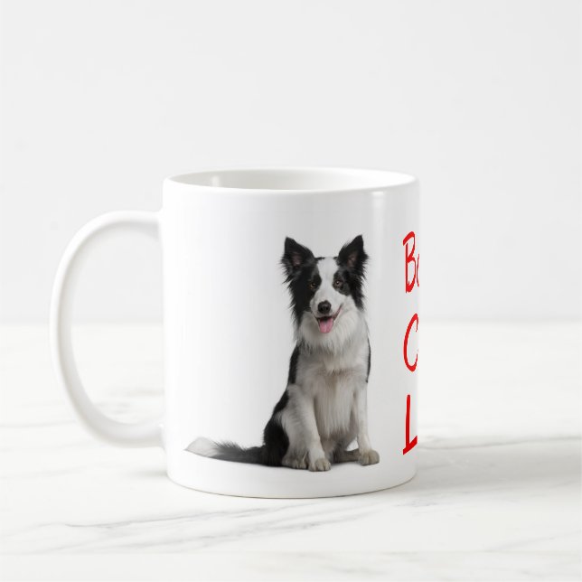 Kärlek Border Collie Valp Hund Resecaffe Mugg (Vänster)