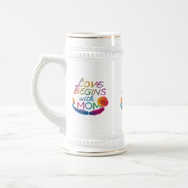 Kärlek börjar med Mamma" - 22 oz Stein Design Sejdel (Vänster)