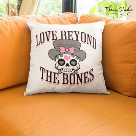 Kärlek bortom Bones Valentine Modern Retro Skull Kudde