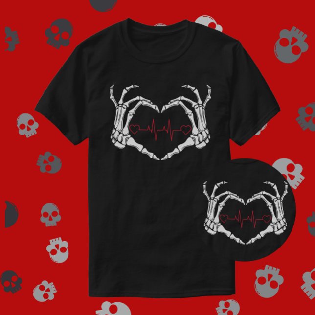 Kärlek bortom Skull Hjärtat Händer med hjärtslag T Shirt (Skapare uppladdad)
