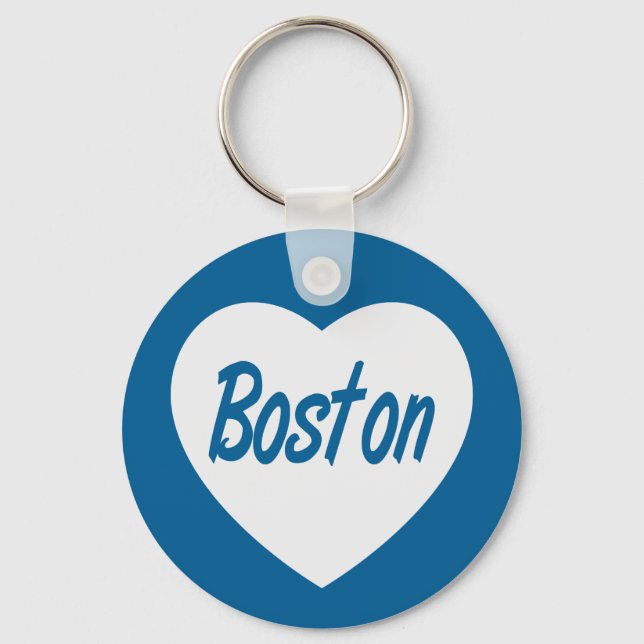 Kärlek Boston MORSA White Heart Travel Keychain Nyckelring (Framsida)