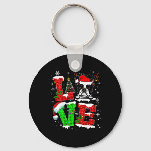 Kärlek Boston Terrier Santa Hat jul Pet Hund Lo Nyckelring