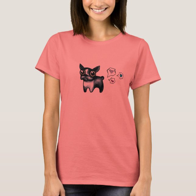 Kärlek Boston Terrier t-shirt (Framsida)