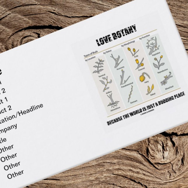 Kärlek Botany för att världen bara är en budgivnin Visitkort (Business card for any botanist who knows that the world is just a budding place)