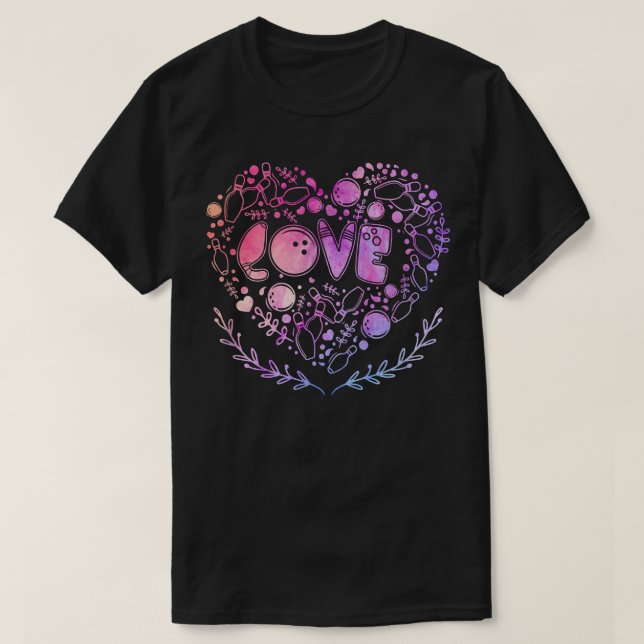 Kärlek Bowling Älskare Heart Shape Bowlareare Bowl T Shirt (Design framsida)
