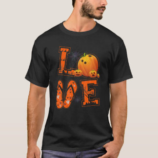 KÄRLEK Bowling Älskare Players Pumpkin Witch Hallo T Shirt