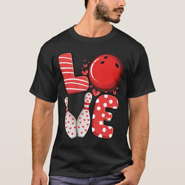 Kärlek Bowling ball & stift-grupp som matchar Vale T Shirt (Framsida)
