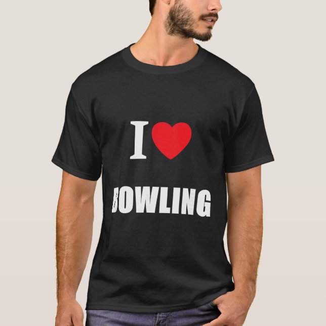 Kärlek Bowling Bowler Krona Platt Cricket Tio Pin  T Shirt (Framsida)
