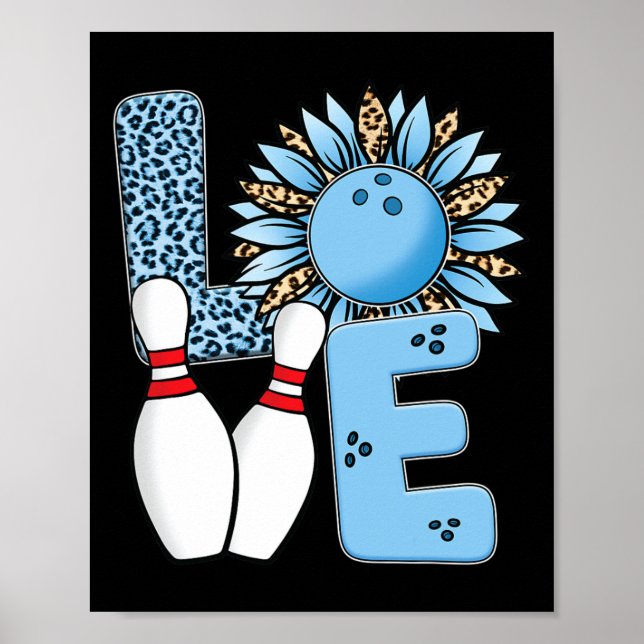 Kärlek Bowling Leopard Solros För Alla Hjärtans Da Poster (Framsidan)